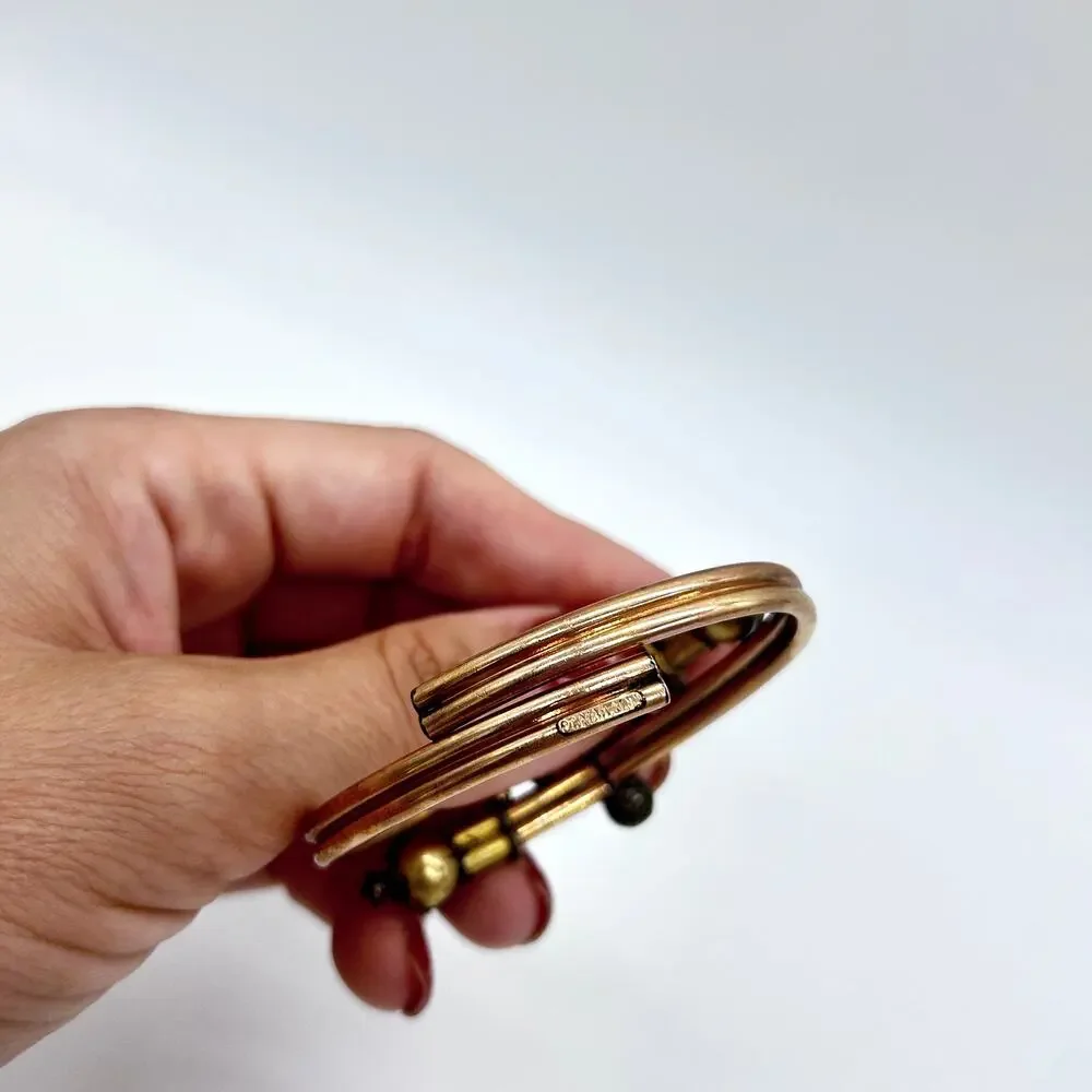 Vintage Victorian Etruscan Revival Bypass Hinged Bangle Bracelet Jewelry